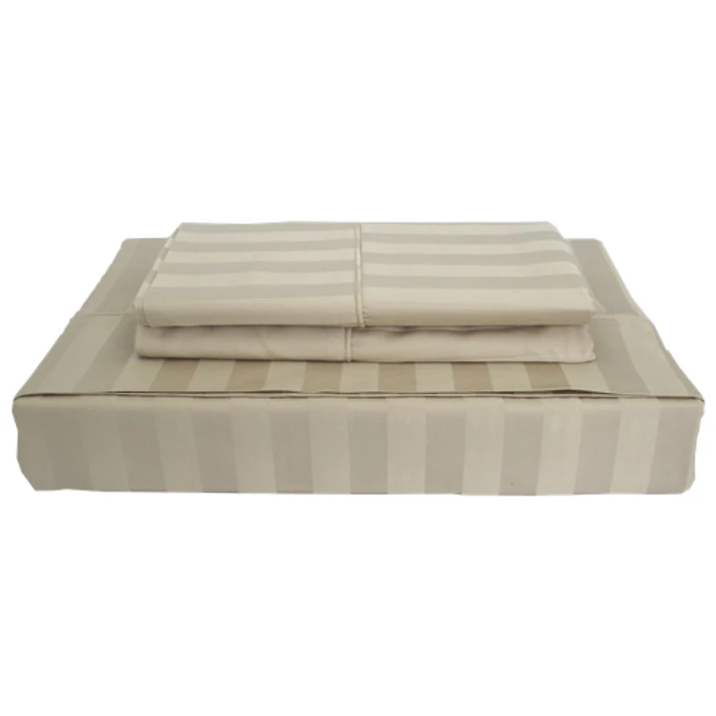 Maholi Damask Stripe Collection 310 Thread Count Bamboo Rayon Sheet Set - Twin - Beige