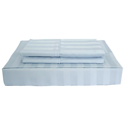 Ensemble de draps en rayonne contexture 310 Damask Stripe de Maholi - Lit simple - Bleu