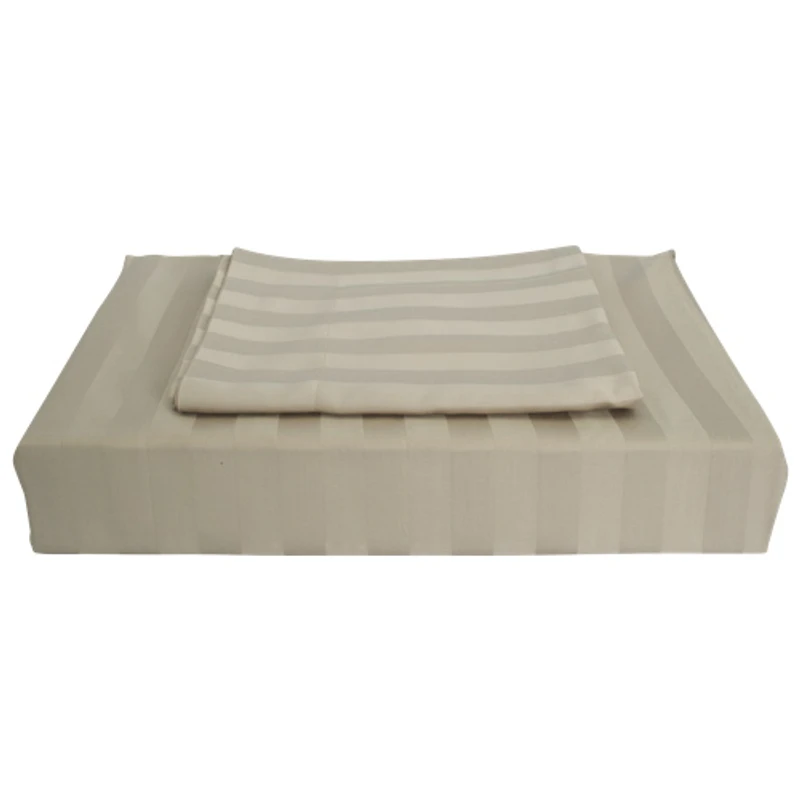 Maholi Damask Stripe Collection 310 Thread Count Bamboo Rayon Duvet Cover Set - Double - Taupe
