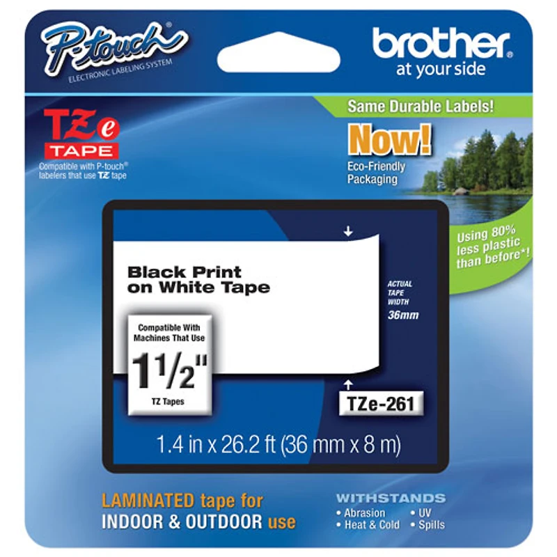 Brother P-Touch TZe 1.4" Laminated Tape (BRTTZ261) - White