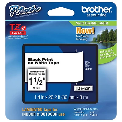 Brother P-Touch TZe 1.4" Laminated Tape (BRTTZ261) - White