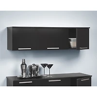 Coal Harbor Contemporary 3-Cabinet Floating Hutch - Black