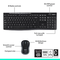 Logitech MK270 Wireless Keyboard & Mouse Combo - Black