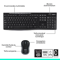 Logitech MK270 Wireless Keyboard & Mouse Combo - Black