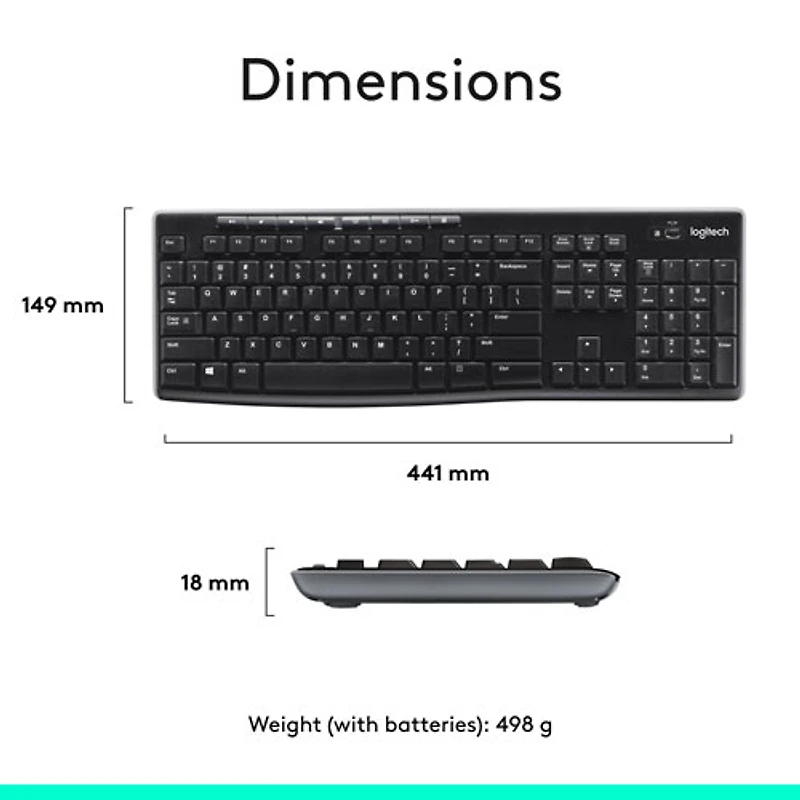 Logitech MK270 Wireless Keyboard & Mouse Combo - Black