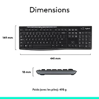 Ensemble avec clavier et souris sans fil MK270 de Logitech - Noir