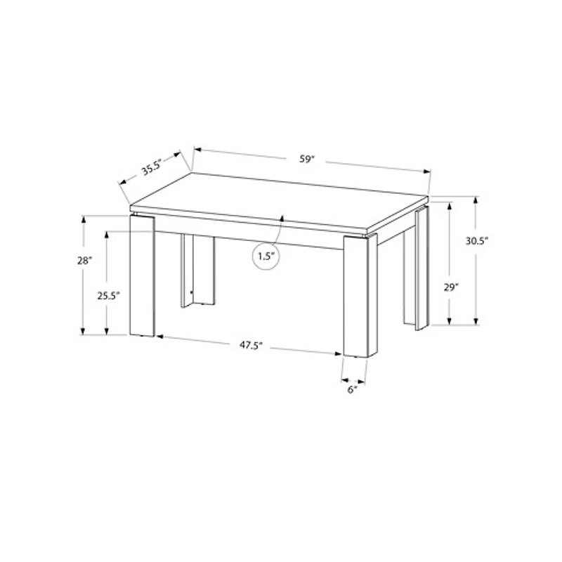 Contemporary 6-Seating Rectangular Dining Table - White