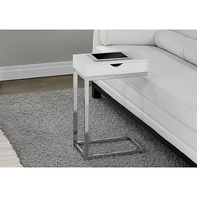 Contemporary Rectangular Accent Table with Storage Drawer - White