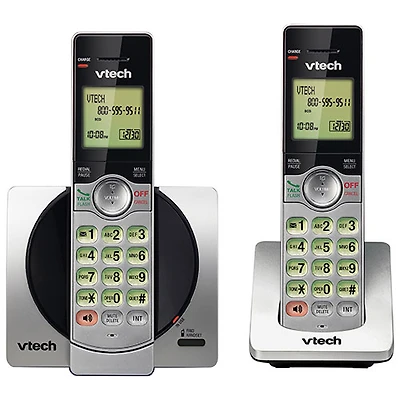 VTech DECT 2-Handset Cordless Phone with Caller ID (CS6919-2) - Silver