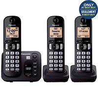 Téléphone ss fil DECT 6.0 3 combinés avec répondeur Panasonic (KXTGC253CB) -Noir -Exclusif à Best Buy