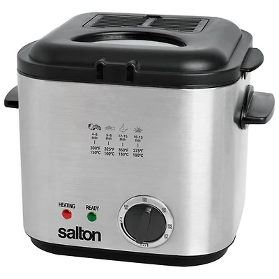 Salton Compact Deep Fryer - 1.2L - Stainless Steel/Black