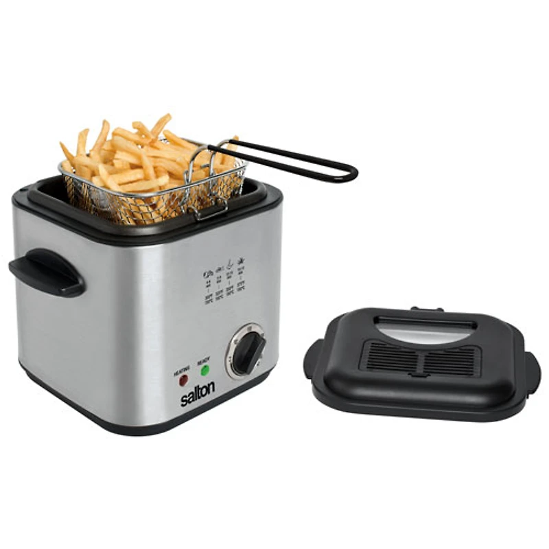 Salton Compact Deep Fryer - 1.2L - Stainless Steel/Black