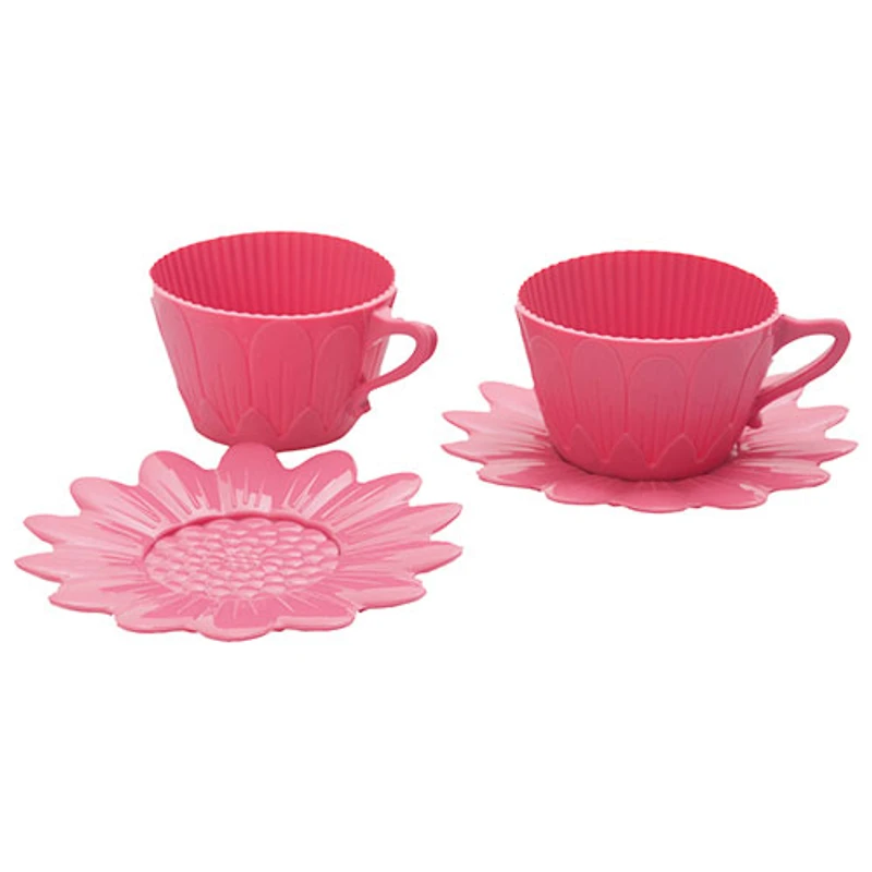 Pavoni Daisy Silicone Cupcake Cup and Saucer - Set of 2