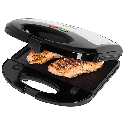 Salton 3-in-1 Grill/Sandwich/Waffle Maker - Stainless Steel/Black - English