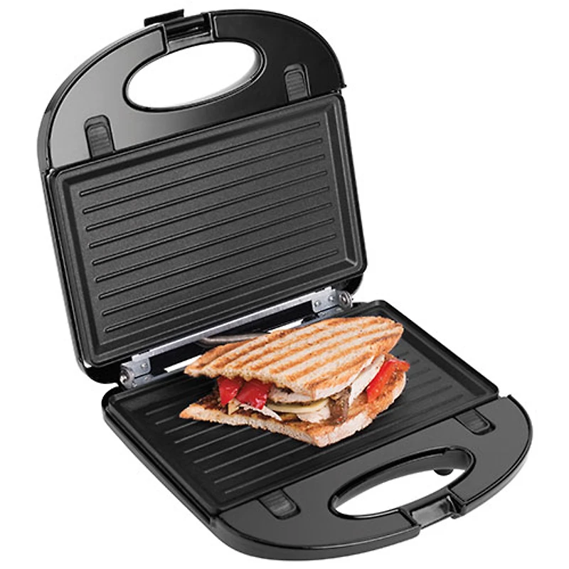 Salton 3-in-1 Grill/Sandwich/Waffle Maker - Stainless Steel/Black - English
