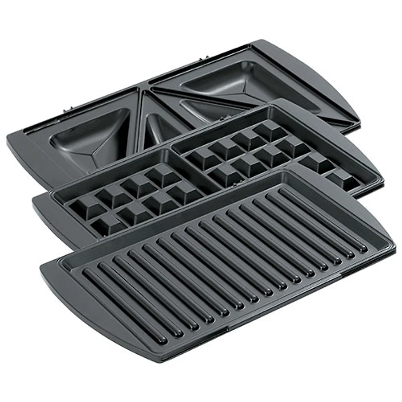 Salton 3-in-1 Grill/Sandwich/Waffle Maker - Stainless Steel/Black - English
