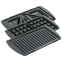 Salton 3-in-1 Grill/Sandwich/Waffle Maker - Stainless Steel/Black - English