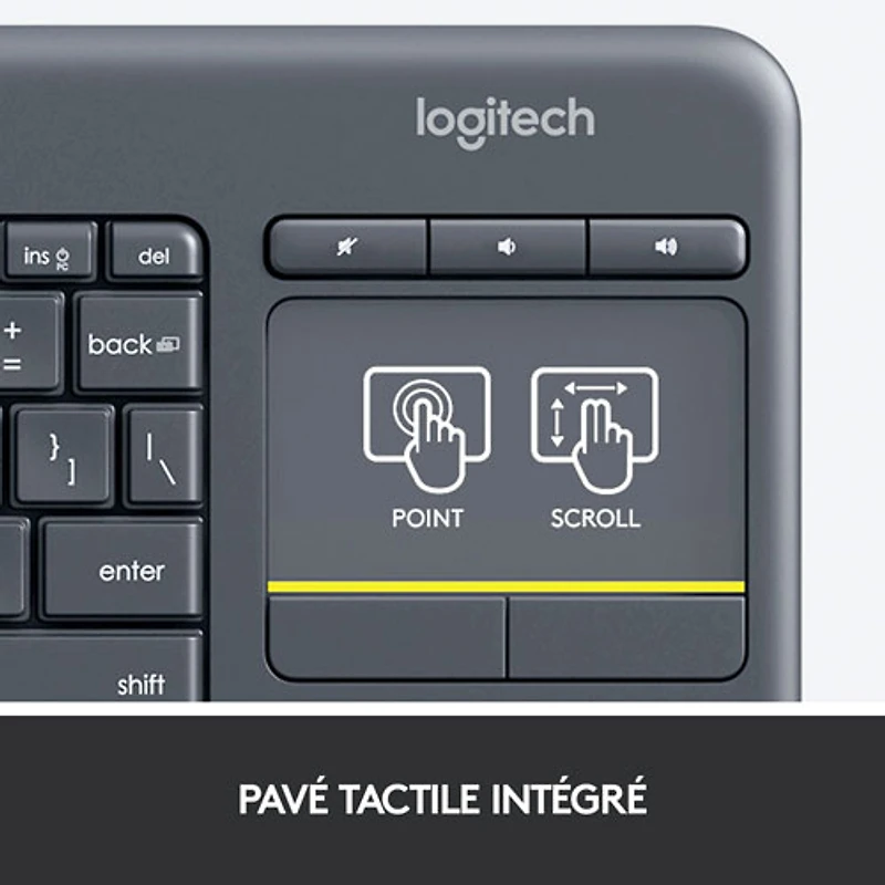 Clavier sans fil K400 Plus avec pavé tactile de Logitech