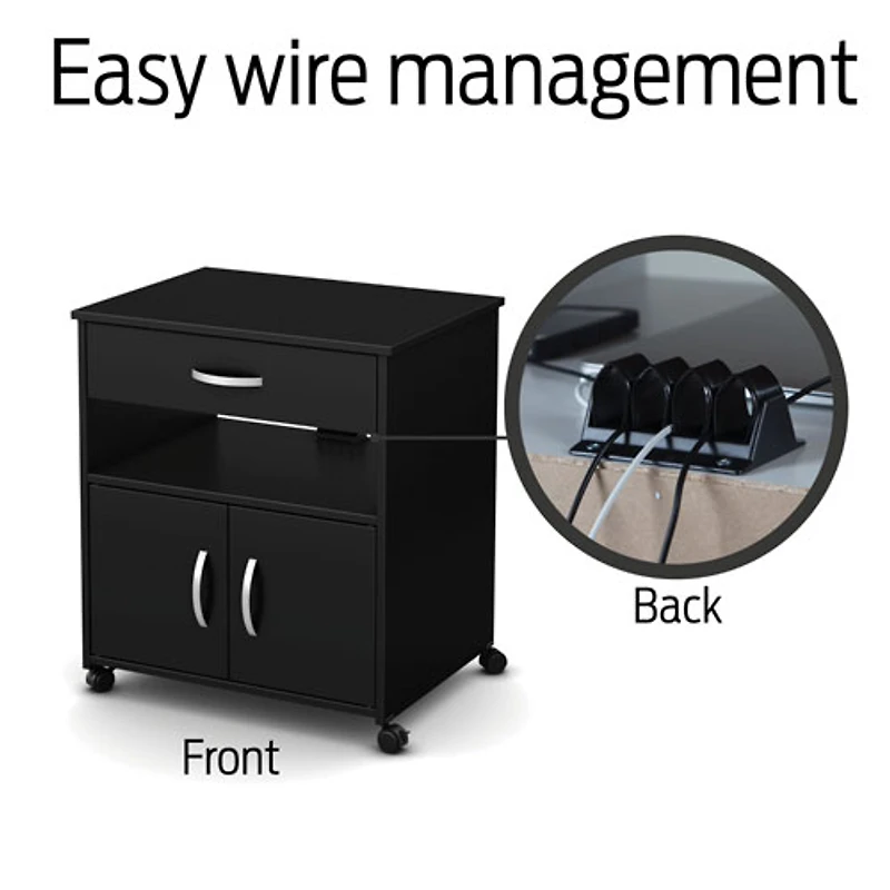 Axess Contemporary Mobile Printer Stand - Pure Black