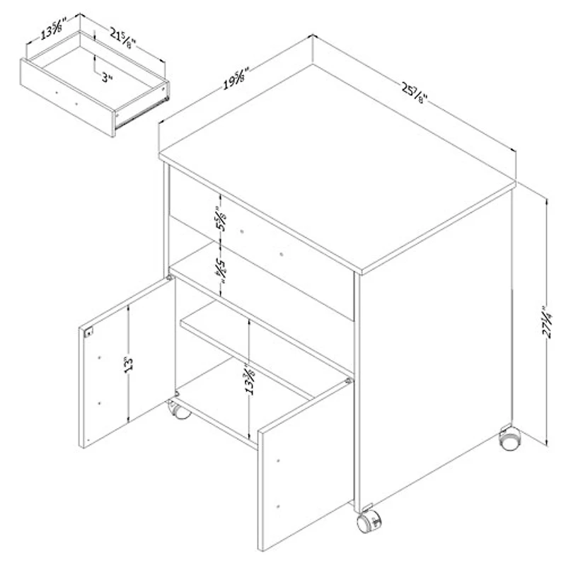Axess Contemporary Mobile Printer Stand - Pure Black