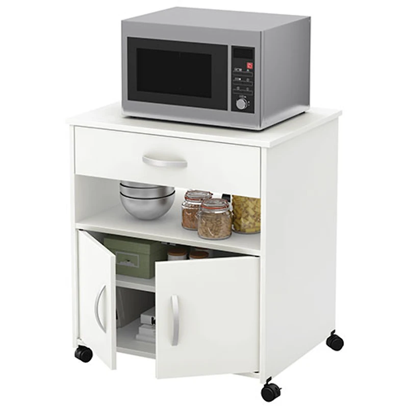 Fiesta Contemporary Mobile Microwave Cart - White