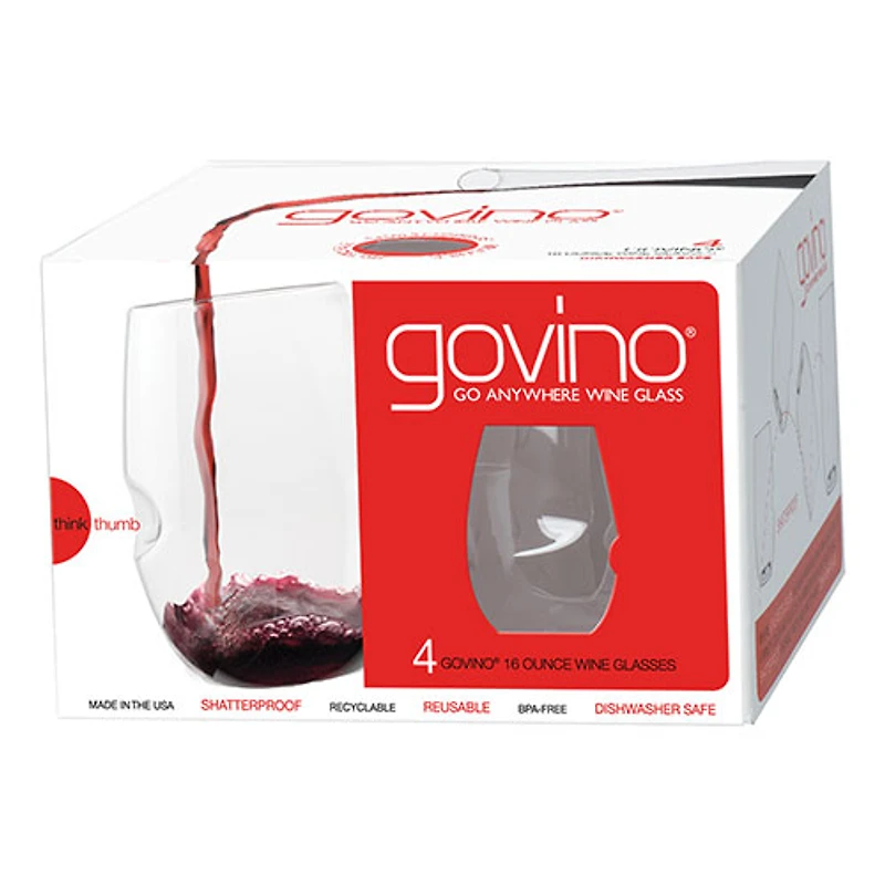 Verre à vin incassable de 470 ml de Govino lavable au lave-vaisselle - Ensemble de 4