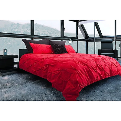Gouchee Design Victoria Collection 200 Thread Count Cotton Duvet Cover Set - Queen - Red