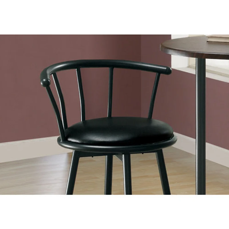Modern Bar Height Barstool - Set of 2 - Black
