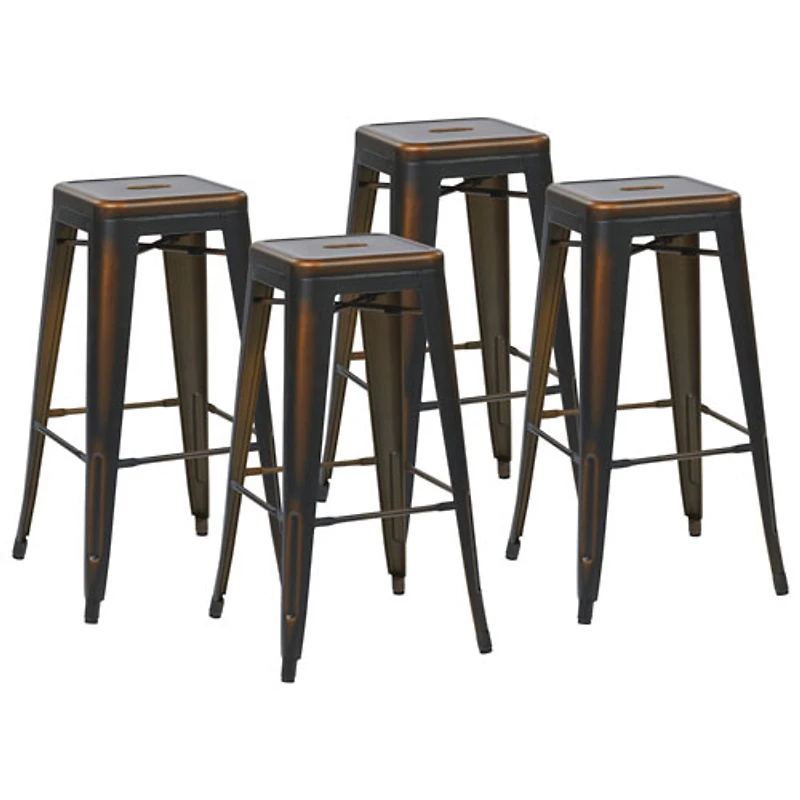 Bristow Contemporary Bar Height Barstool - Set of 4 - Antique Copper