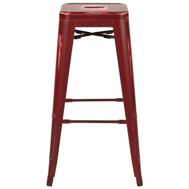 Bristow Contemporary Bar Height Barstool - Set of 4 - Antique Red