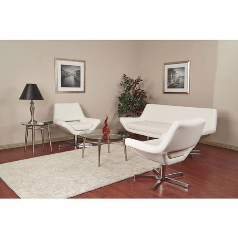 Avenue Six Brooklyn Round Glass-Top Coffee Table
