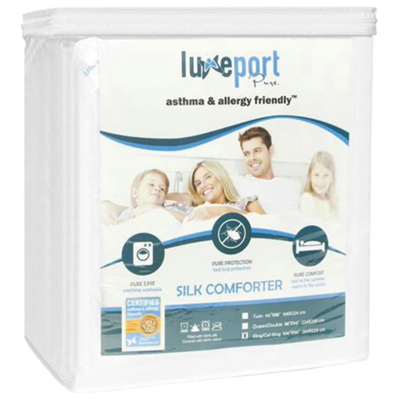 LuxeportPURE Collection 233 Thread Count Silk 4 Seasons Duvet - Single/Twin - White