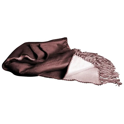 Luxeport Bamboo Rayon Fringed Throw - Brown/Ivory