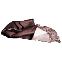 Luxeport Bamboo Rayon Fringed Throw - Brown/Ivory