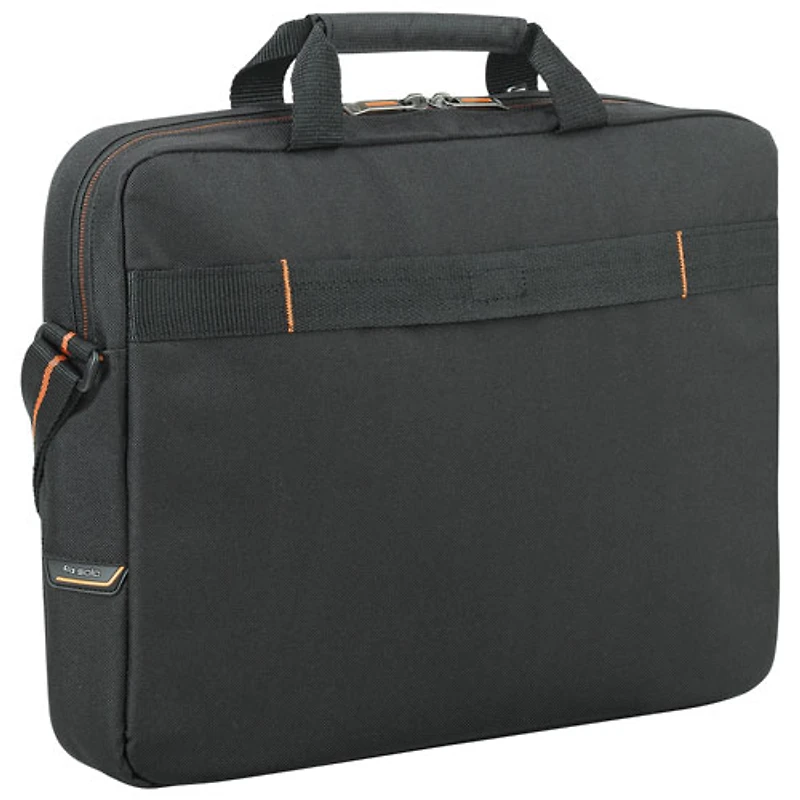 Solo 15.6" Laptop Slim Briefcase - Black/Orange