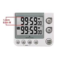 Marathon 100 Hour Large Display Dual Timer with Magnetic Clip-On & Stand - White