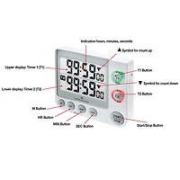 Marathon 100 Hour Large Display Dual Timer with Magnetic Clip-On & Stand - White