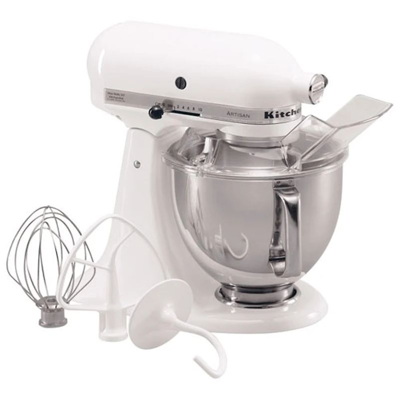 Batteur sur socle à tête inclinable Artisan de KitchenAid - 5 pte - 325 W - Blanc