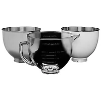 KitchenAid 5Qt Glass Bowl & Lid Stand Mixer Attachment - White