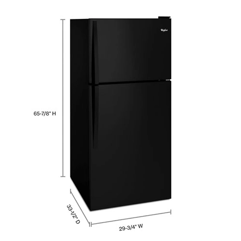 Réfrigérateur à congélateur supérieur de 30 po et 18,2 pi³ de Whirlpool (WRT148FZDB) - Noir