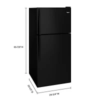 Réfrigérateur à congélateur supérieur de 30 po et 18,2 pi³ de Whirlpool (WRT148FZDB) - Noir