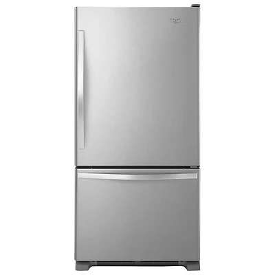 Réfrigérateur à congélateur en bas avec éclairage DEL 18,7 pi3 30 po de Whirlpool - Acier inoxydable
