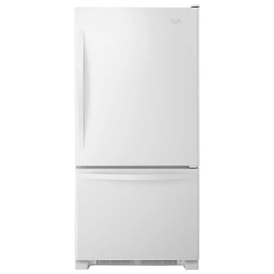 Réfrigérateur à congélateur inférieur à éclairage DEL 18,7 pi3 30 po de Whirlpool - Blanc sur blanc