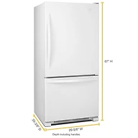 Réfrigérateur à congélateur inférieur à éclairage DEL 18,7 pi3 30 po de Whirlpool - Blanc sur blanc