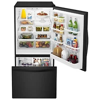 Whirlpool 33" 21.9 Cu. Ft. Bottom Freezer Refrigerator with LED Lighting (WRB322DMBB) - Black-on-Black