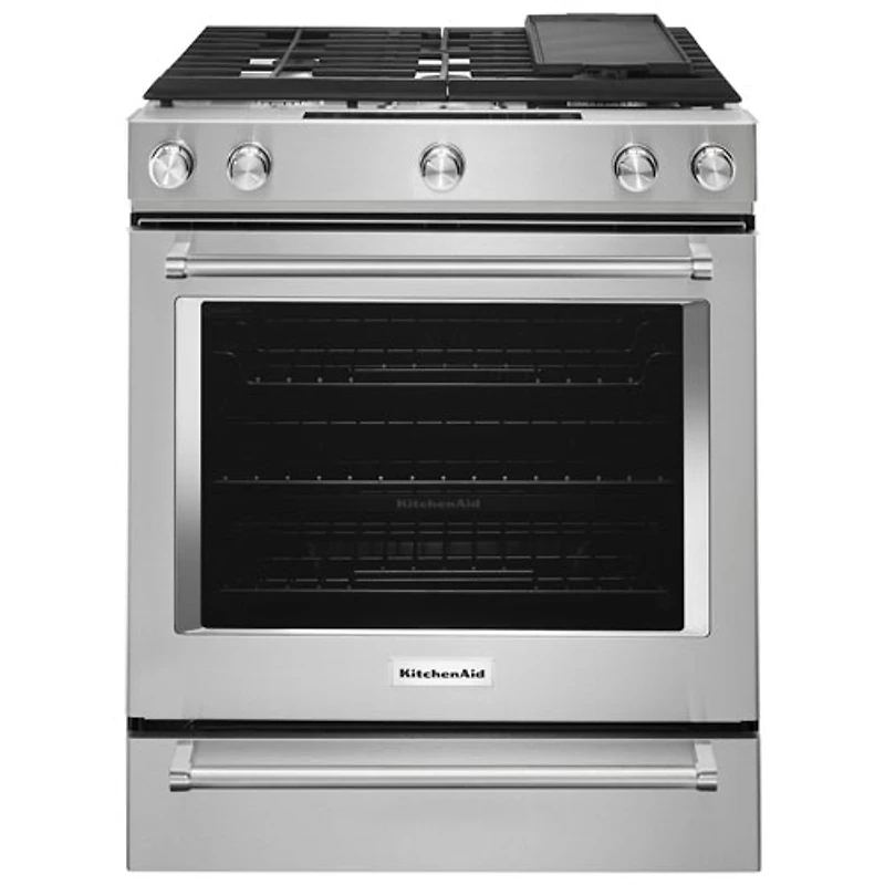 KitchenAid 30" 7.1 Cu. Ft. True Convection 5-Burner Slide-In Dual Fuel Range (YKSDB900ESS) - Stainless