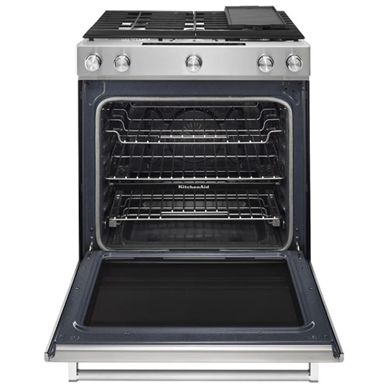 KitchenAid 30" 7.1 Cu. Ft. True Convection 5-Burner Slide-In Dual Fuel Range (YKSDB900ESS) - Stainless