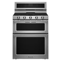 KitchenAid 30" Cu. Ft. Double Oven 5-Burner Freestanding Dual Fuel Range (KFDD500ESS) - Stainless