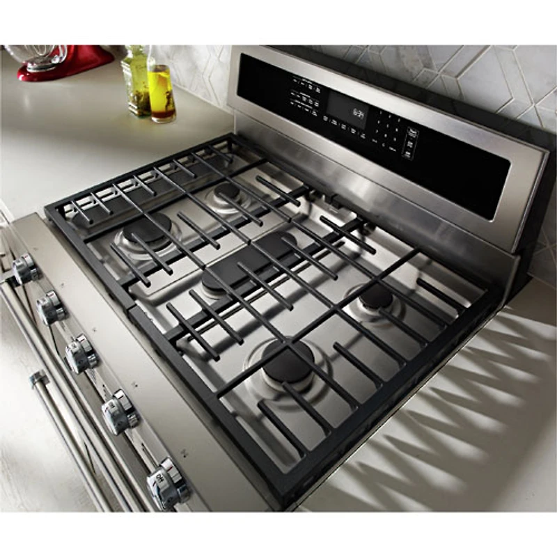 KitchenAid 30" Cu. Ft. Double Oven 5-Burner Freestanding Dual Fuel Range (KFDD500ESS) - Stainless