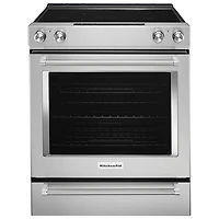 KitchenAid 30" 6.4 Cu. Ft. True Convection 5-Element Slide-In Electric Range (YKSEG700ESS) - Stainless